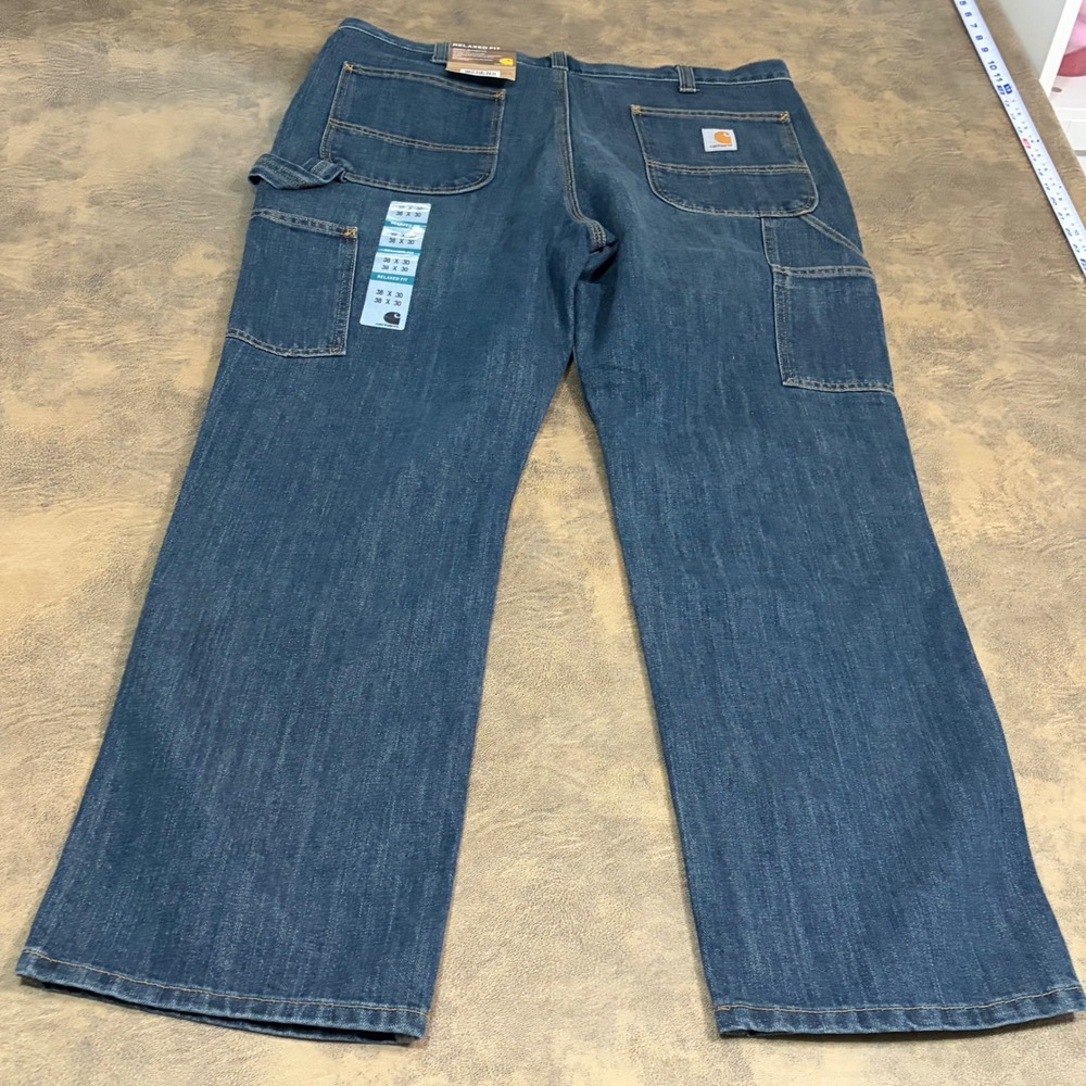 Carhartt Holter Dungaree Jeans Mens 38x30 Blue Relaxed Fit Work Carpenter NWT